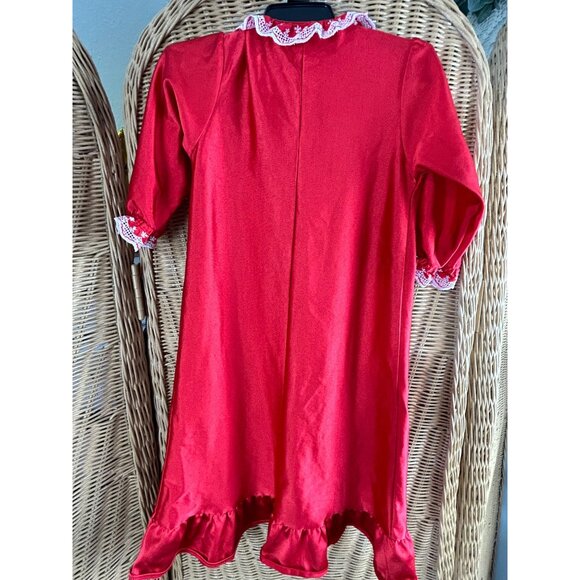 Vintage Red & White Lace Trimmed Girls' nightgown 2T - Picture 4 of 5
